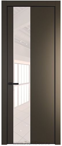 Дверь Profil Doors 19PA цвет Перламутр бронза стекло Lacobel Перламутровый лак цвет профиля Черный матовый RAL9005