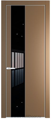 Дверь Profil Doors 19PA цвет Перламутр золото стекло Lacobel Черный лак цвет профиля Серебро