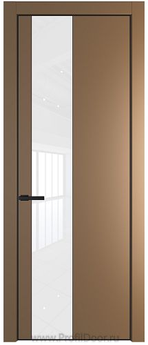 Дверь Profil Doors 19PA цвет Перламутр золото стекло Lacobel лак Классик цвет профиля Черный матовый RAL9005