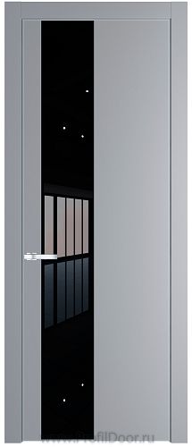 Дверь Profil Doors 19PA цвет Смоки (RAL 870-02) стекло Lacobel Черный лак цвет профиля Серебро