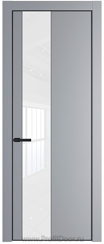 Дверь Profil Doors 19PA цвет Смоки (RAL 870-02) стекло Lacobel лак Классик цвет профиля Черный матовый RAL9005