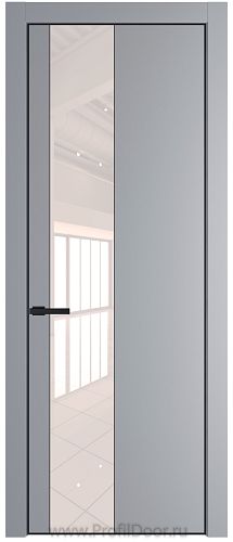 Дверь Profil Doors 19PA цвет Смоки (RAL 870-02) стекло Lacobel Перламутровый лак цвет профиля Черный матовый RAL9005