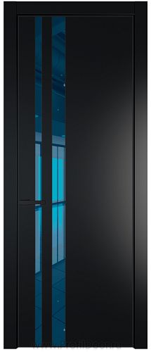 Дверь Profil Doors 20PA цвет Блэк стекло Зеркало Blue цвет профиля Черный матовый RAL9005