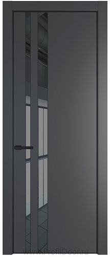 Дверь Profil Doors 20PA цвет Графит (Pantone 425С) стекло Зеркало Grey цвет профиля Черный матовый RAL9005