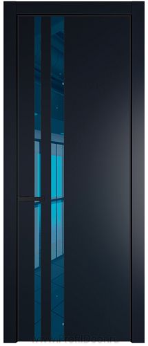 Дверь Profil Doors 20PA цвет Нэви Блу (RAL 7016) стекло Зеркало Blue цвет профиля Черный матовый RAL9005