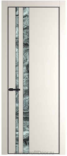 Дверь Profil Doors 20PA цвет Перламутр белый стекло Атриум серебро цвет профиля Черный матовый RAL9005