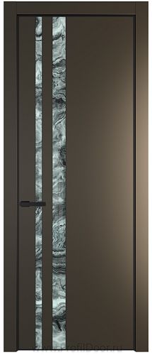 Дверь Profil Doors 20PA цвет Перламутр бронза стекло Атриум серебро цвет профиля Черный матовый RAL9005