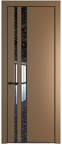 Дверь Profil Doors 20PA цвет Перламутр золото стекло Лоран узор золото цвет профиля Черный матовый RAL9005