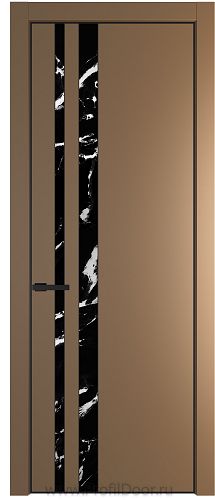 Дверь Profil Doors 20PA цвет Перламутр золото стекло Нефи черный узор серебро цвет профиля Черный матовый RAL9005