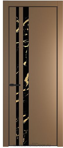 Дверь Profil Doors 20PA цвет Перламутр золото стекло Нефи черный узор золото цвет профиля Черный матовый RAL9005