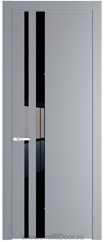 Дверь Profil Doors 20PA цвет Смоки (RAL 870-02) стекло Lacobel Черный лак цвет профиля Серебро