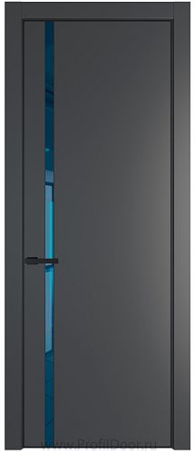 Дверь Profil Doors 21PA цвет Графит (Pantone 425С) стекло Зеркало Blue цвет профиля Черный матовый RAL9005