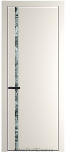 Дверь Profil Doors 21PA цвет Перламутр белый стекло Атриум серебро цвет профиля Черный матовый RAL9005