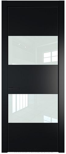 Дверь Profil Doors 22PA цвет Блэк стекло Lacobel Белый лак цвет профиля Черный матовый RAL9005