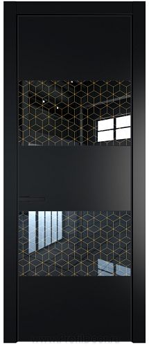 Дверь Profil Doors 22PA цвет Блэк стекло Лоран узор золото цвет профиля Черный матовый RAL9005