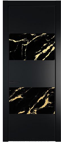 Дверь Profil Doors 22PA цвет Блэк стекло Нефи черный узор золото цвет профиля Черный матовый RAL9005