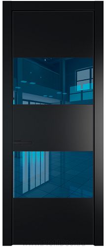 Дверь Profil Doors 22PA цвет Блэк стекло Зеркало Blue цвет профиля Черный матовый RAL9005