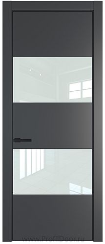 Дверь Profil Doors 22PA цвет Графит (Pantone 425С) стекло Lacobel Белый лак цвет профиля Черный матовый RAL9005