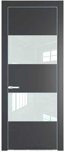 Дверь Profil Doors 22PA цвет Графит (Pantone 425С) стекло Lacobel Белый лак цвет профиля Серебро