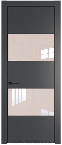 Дверь Profil Doors 22PA цвет Графит (Pantone 425С) стекло Lacobel Перламутровый лак цвет профиля Черный матовый RAL9005