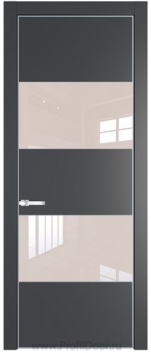 Дверь Profil Doors 22PA цвет Графит (Pantone 425С) стекло Lacobel Перламутровый лак цвет профиля Серебро