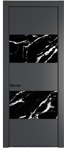 Дверь Profil Doors 22PA цвет Графит (Pantone 425С) стекло Нефи черный узор серебро цвет профиля Черный матовый RAL9005