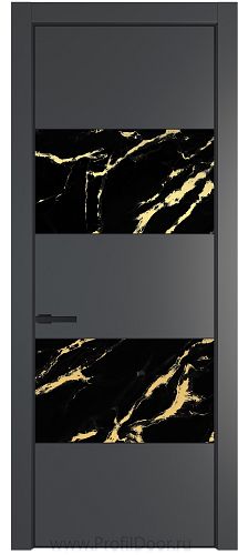 Дверь Profil Doors 22PA цвет Графит (Pantone 425С) стекло Нефи черный узор золото цвет профиля Черный матовый RAL9005
