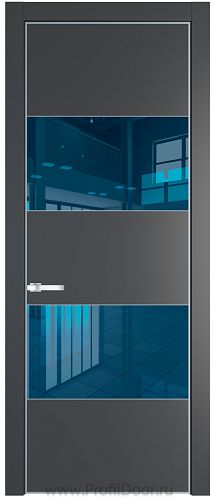 Дверь Profil Doors 22PA цвет Графит (Pantone 425С) стекло Зеркало Blue цвет профиля Серебро