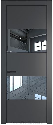 Дверь Profil Doors 22PA цвет Графит (Pantone 425С) стекло Зеркало цвет профиля Черный матовый RAL9005