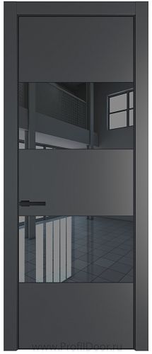 Дверь Profil Doors 22PA цвет Графит (Pantone 425С) стекло Зеркало Grey цвет профиля Черный матовый RAL9005
