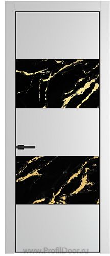 Дверь Profil Doors 22PA цвет Крем Вайт (RAL 120-02) стекло Нефи черный узор золото цвет профиля Черный матовый RAL9005