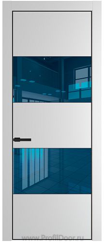 Дверь Profil Doors 22PA цвет Крем Вайт (RAL 120-02) стекло Зеркало Blue цвет профиля Черный матовый RAL9005