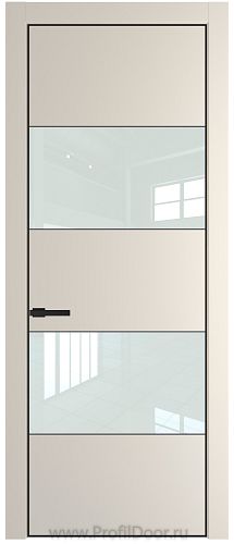 Дверь Profil Doors 22PA цвет Кремовая Магнолия (RAL 120-04) стекло Lacobel Белый лак цвет профиля Черный матовый RAL9005