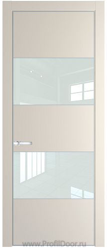 Дверь Profil Doors 22PA цвет Кремовая Магнолия (RAL 120-04) стекло Lacobel Белый лак цвет профиля Серебро