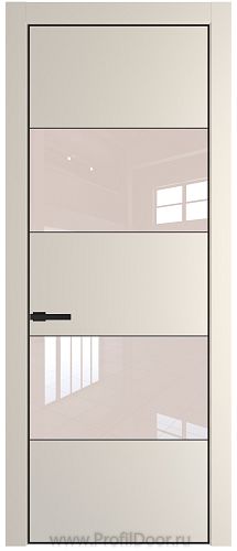 Дверь Profil Doors 22PA цвет Кремовая Магнолия (RAL 120-04) стекло Lacobel Перламутровый лак цвет профиля Черный матовый RAL9005