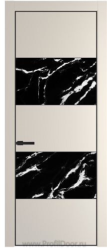Дверь Profil Doors 22PA цвет Кремовая Магнолия (RAL 120-04) стекло Нефи черный узор серебро цвет профиля Черный матовый RAL9005