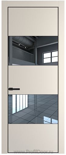 Дверь Profil Doors 22PA цвет Кремовая Магнолия (RAL 120-04) стекло Зеркало цвет профиля Черный матовый RAL9005