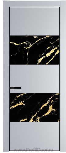 Дверь Profil Doors 22PA цвет Лайт Грей (RAL 870-01) стекло Нефи черный узор золото цвет профиля Черный матовый RAL9005