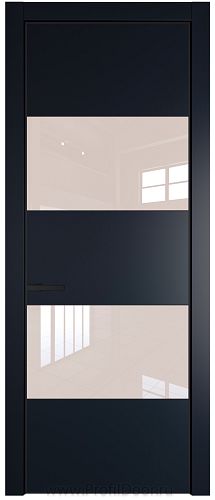 Дверь Profil Doors 22PA цвет Нэви Блу (RAL 7016) стекло Lacobel Перламутровый лак цвет профиля Черный матовый RAL9005