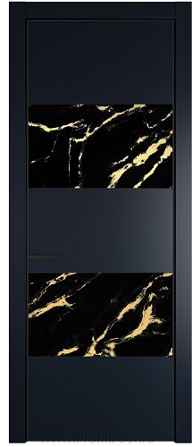 Дверь Profil Doors 22PA цвет Нэви Блу (RAL 7016) стекло Нефи черный узор золото цвет профиля Черный матовый RAL9005