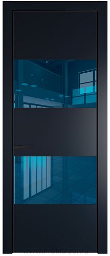 Дверь Profil Doors 22PA цвет Нэви Блу (RAL 7016) стекло Зеркало Blue цвет профиля Черный матовый RAL9005