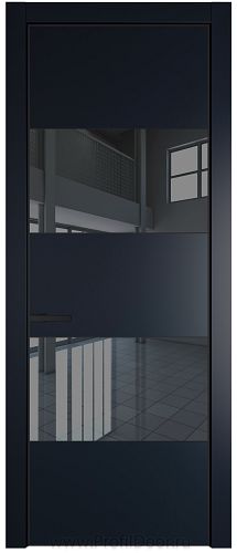 Дверь Profil Doors 22PA цвет Нэви Блу (RAL 7016) стекло Зеркало Grey цвет профиля Черный матовый RAL9005