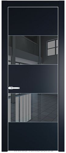 Дверь Profil Doors 22PA цвет Нэви Блу (RAL 7016) стекло Зеркало Grey цвет профиля Серебро