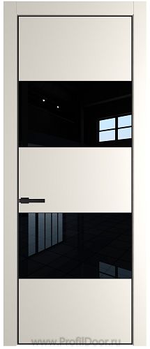 Дверь Profil Doors 22PA цвет Перламутр белый стекло Lacobel Черный лак цвет профиля Черный матовый RAL9005