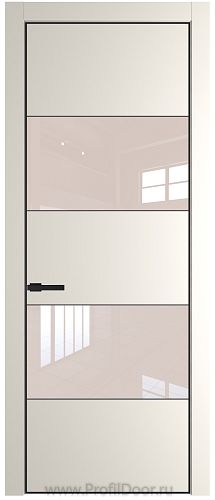 Дверь Profil Doors 22PA цвет Перламутр белый стекло Lacobel Перламутровый лак цвет профиля Черный матовый RAL9005