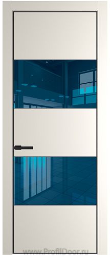 Дверь Profil Doors 22PA цвет Перламутр белый стекло Зеркало Blue цвет профиля Черный матовый RAL9005