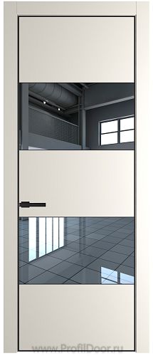 Дверь Profil Doors 22PA цвет Перламутр белый стекло Зеркало цвет профиля Черный матовый RAL9005