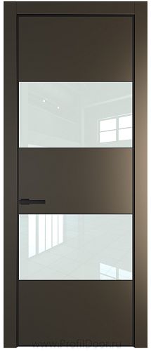 Дверь Profil Doors 22PA цвет Перламутр бронза стекло Lacobel Белый лак цвет профиля Черный матовый RAL9005