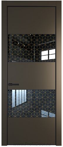 Дверь Profil Doors 22PA цвет Перламутр бронза стекло Лоран узор золото цвет профиля Черный матовый RAL9005