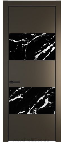 Дверь Profil Doors 22PA цвет Перламутр бронза стекло Нефи черный узор серебро цвет профиля Черный матовый RAL9005